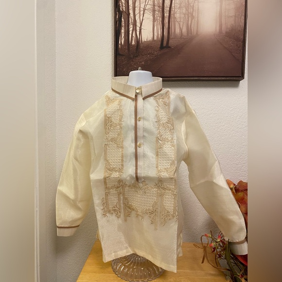 The Unbranded Brand Other - Elegant Barong Tagalog for Size 14 Boy Cream Kids bottom down shirt
